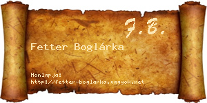 Fetter Boglárka névjegykártya